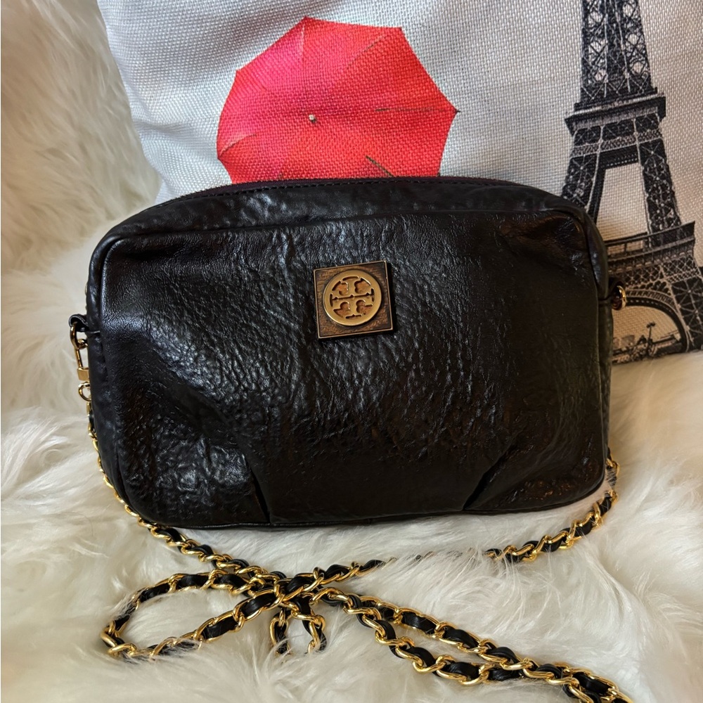 Tory Burch Black Crossbody Bag with Gold Chain